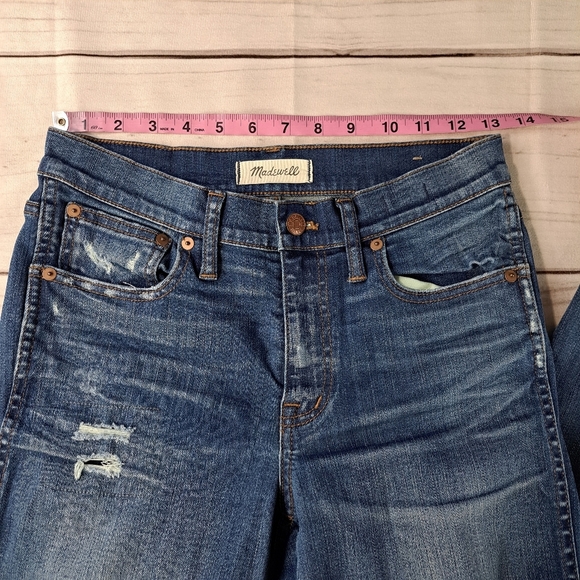 Madewell 9" High Riser Skinny Skinny Distressed Blue Jeans Size 27 - Picture 5 of 8